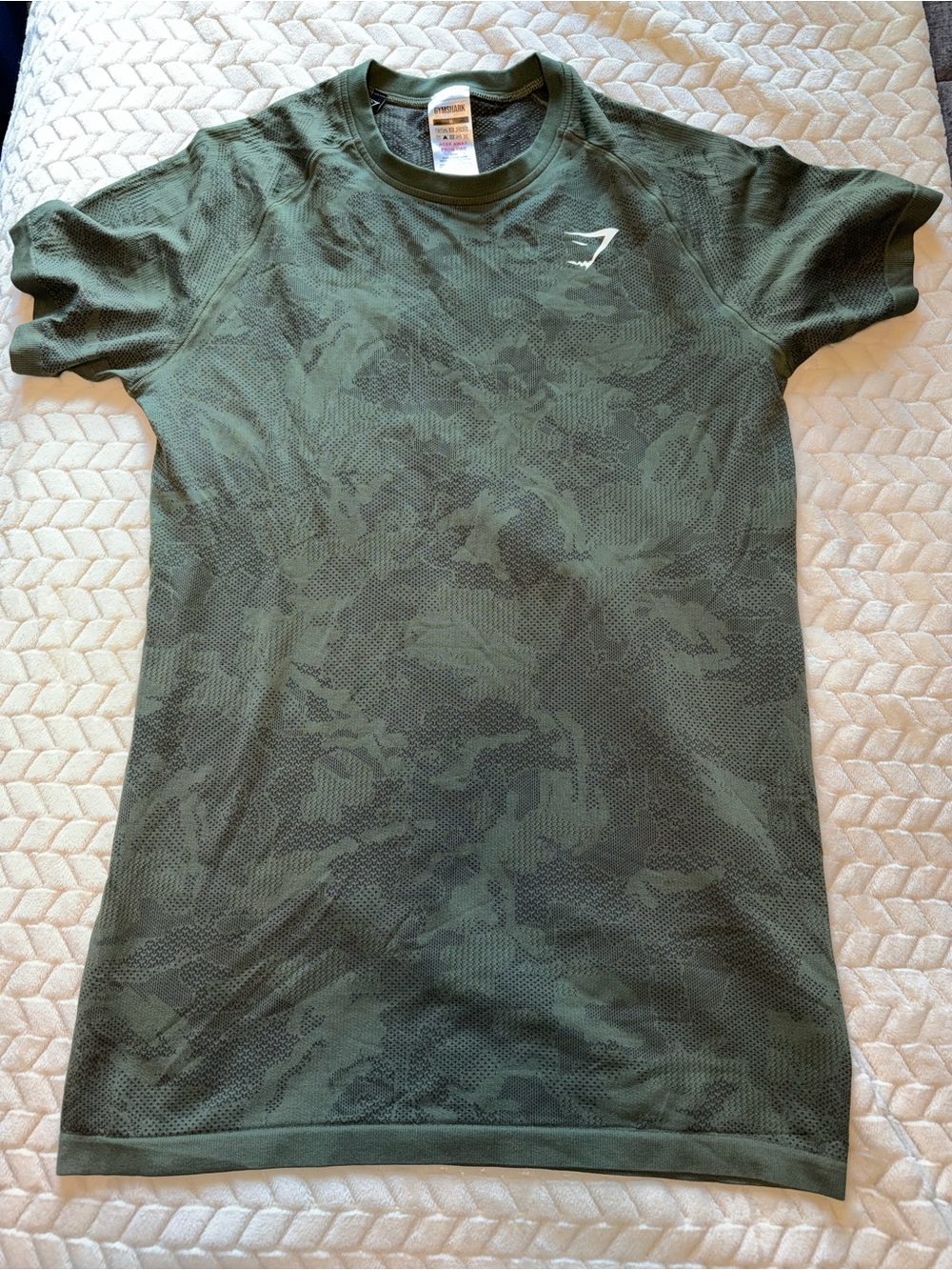 Gymshark Shortsleeve Running Tee Green Camo Size Medium